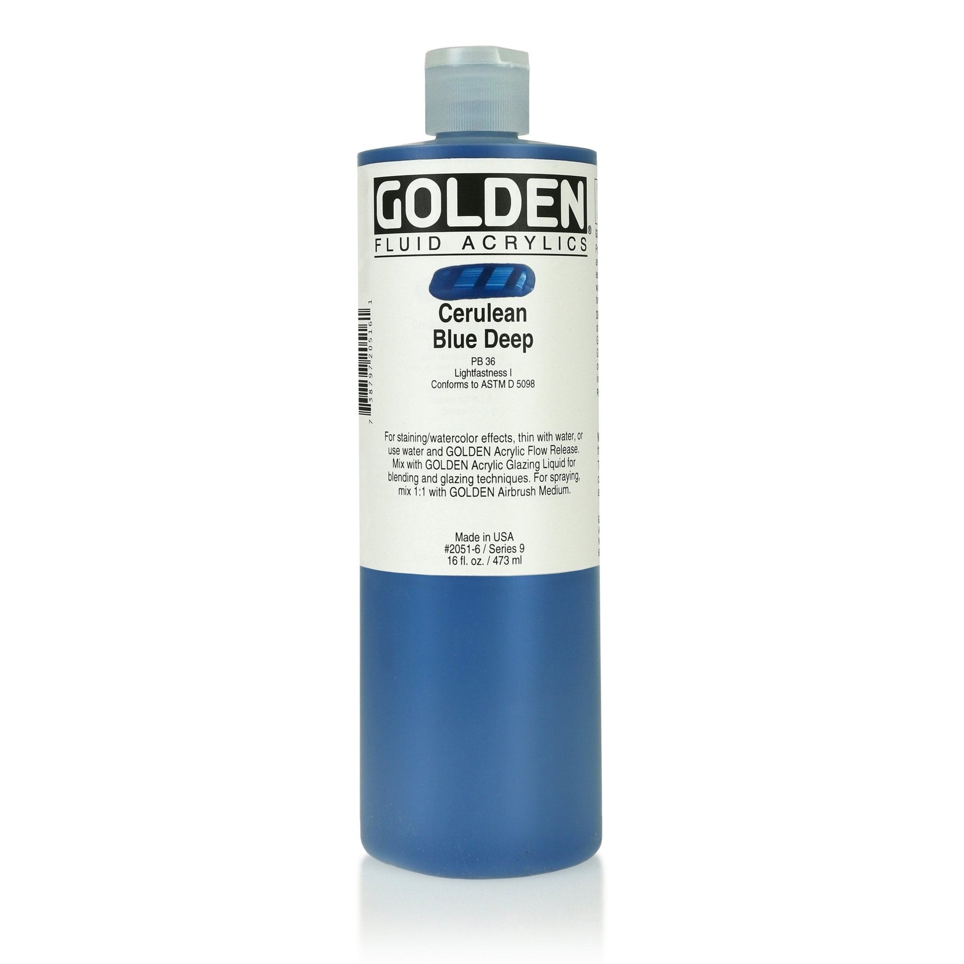 Golden Fluid Acrylic 473ml Cerulean Blue Deep - theartshop.com.au