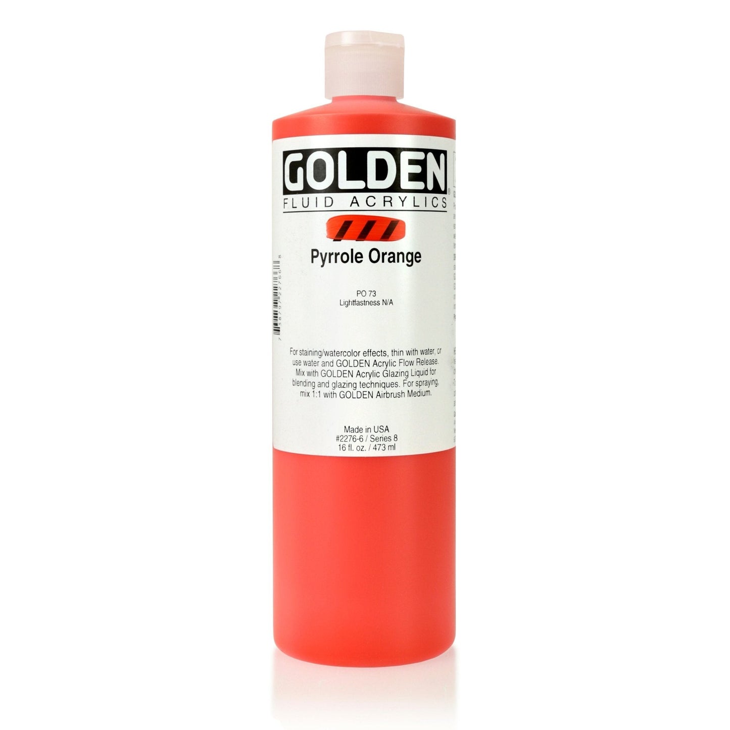 Golden Fluid Acrylic 473ml Pyrrole Orange - theartshop.com.au