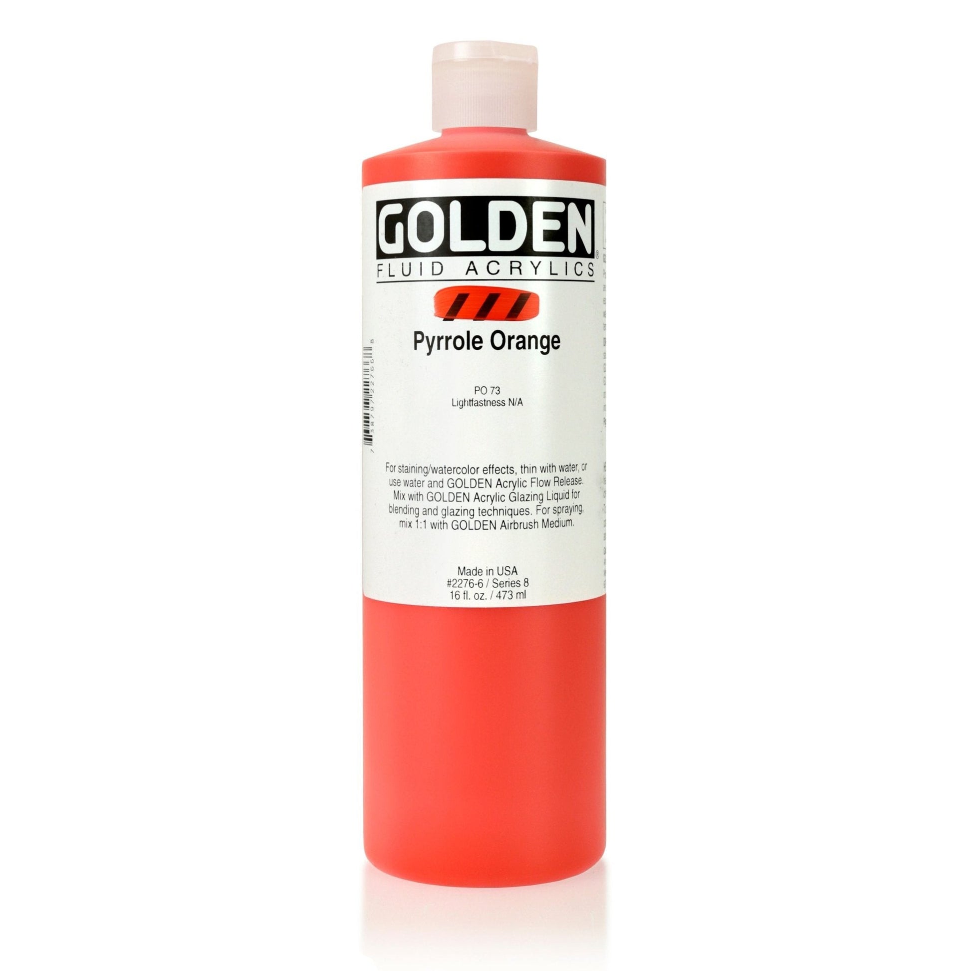 Golden Fluid Acrylic 473ml Pyrrole Orange - theartshop.com.au