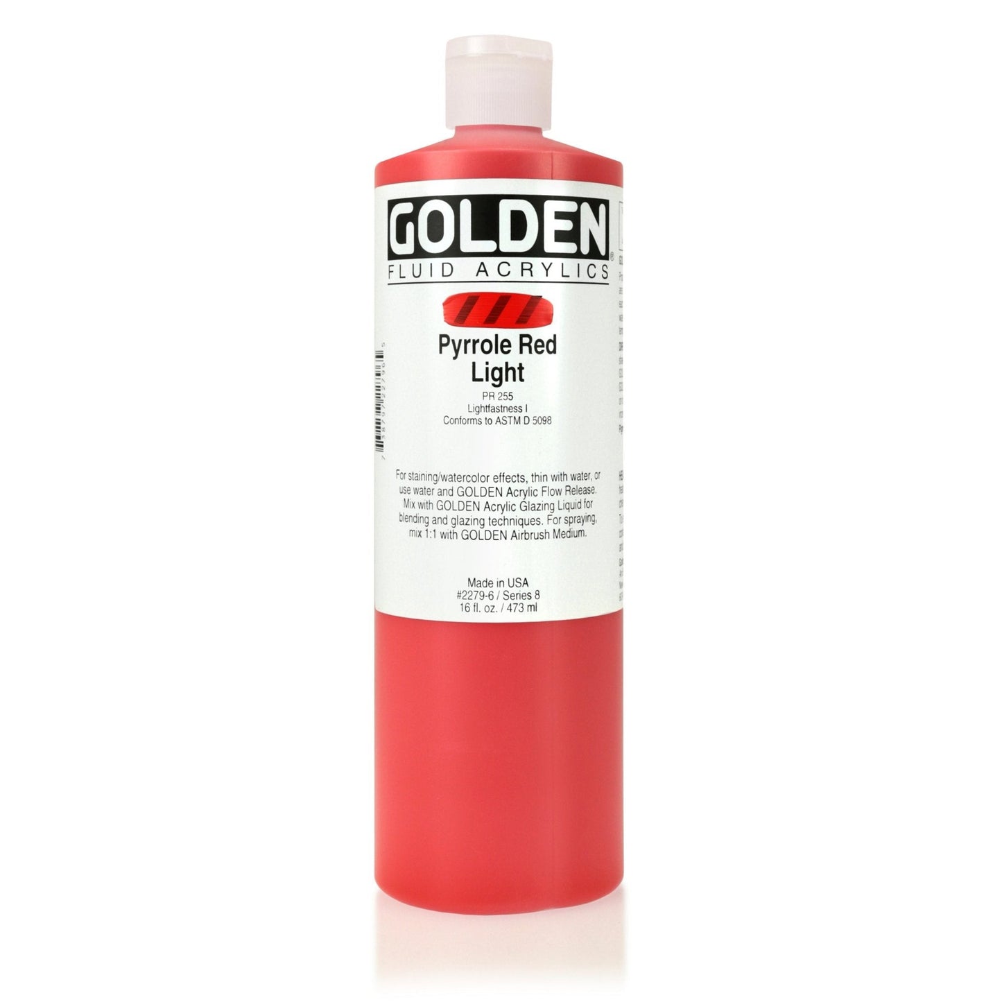 Golden Fluid Acrylic 473ml Pyrrole Red Light - theartshop.com.au